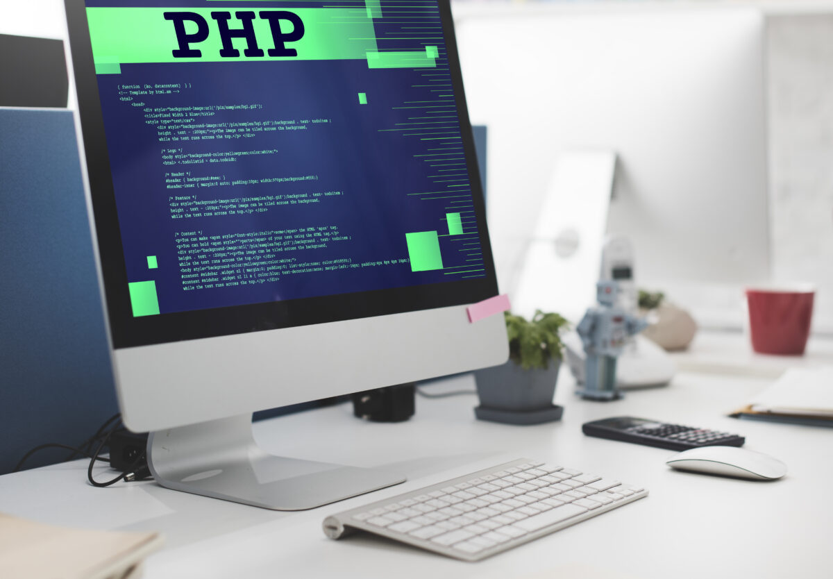 PHP code displayed on desktop screen representing PHP website development companies work